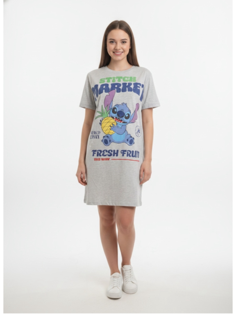 Disney Stitch Skinnydip London Graphic T-Shirt Dress Gray XS NWT